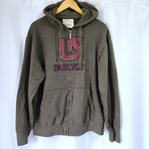 Burton Hooded Sweater Mens Medium Full Zip Close Front Pockets Large Logo